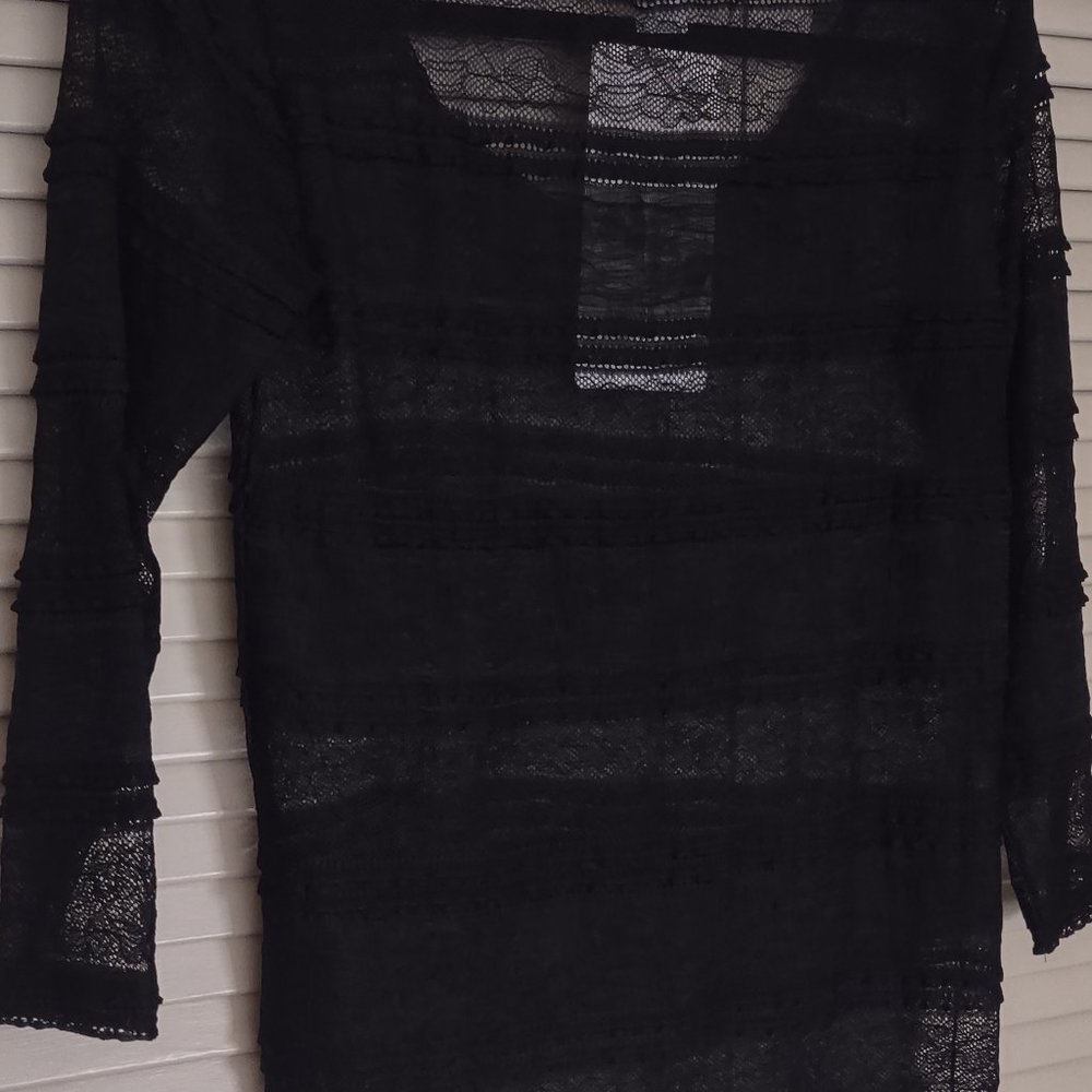 New Jockey brand fitted black lace top size M 3/4 sleeve